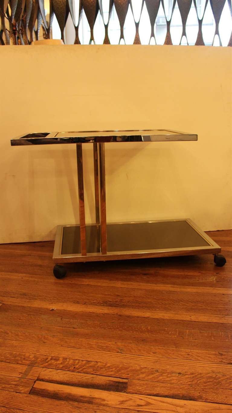 1970s Mid-Century Modern Chrome Bar Cart by Belgo Chrome of Belgium In Excellent Condition In New York, NY