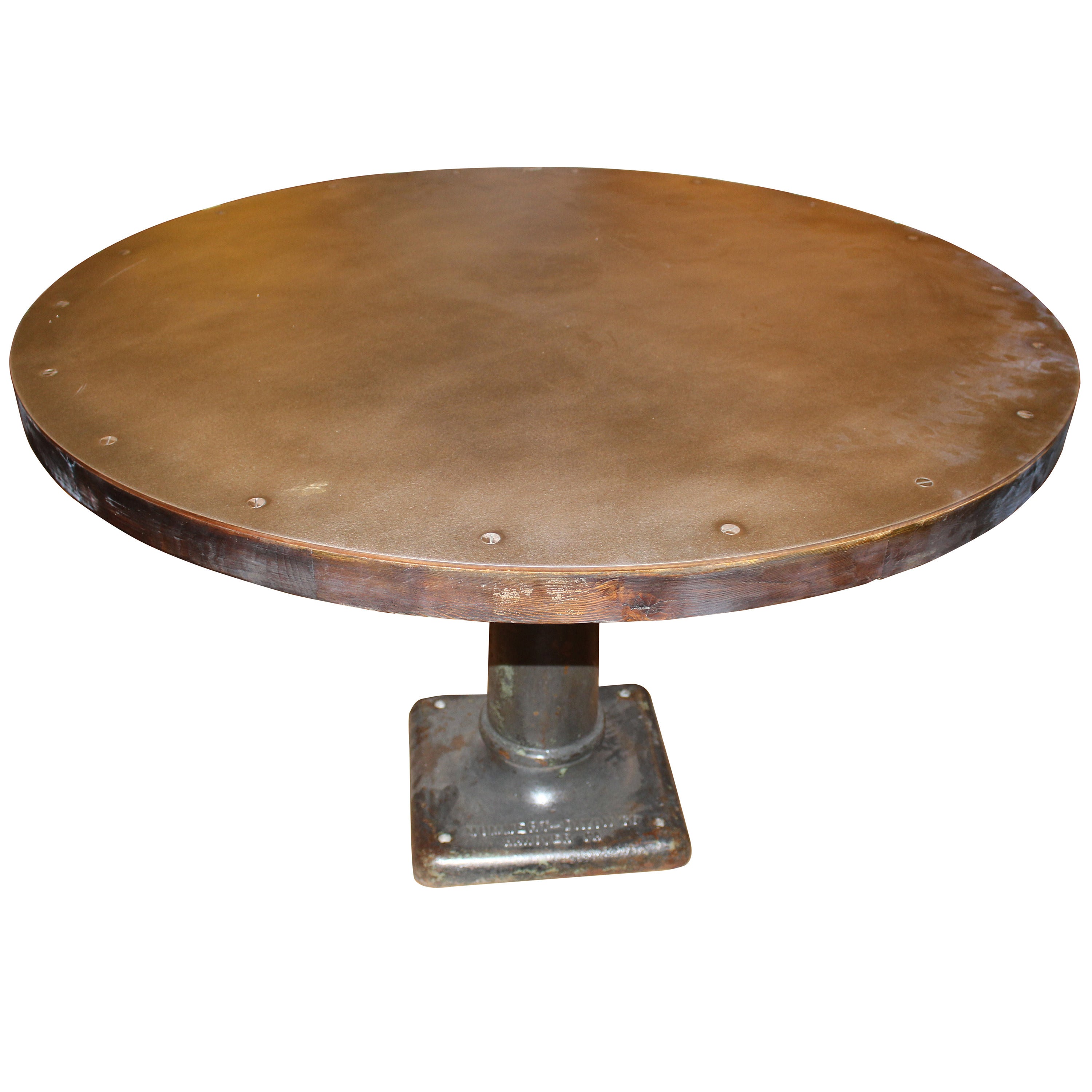Round Hot Rolled Steel Table with Bolts and Industrial Machine Pedestal Base