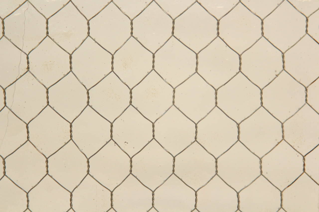All of our chicken wire glass is salvaged from old factory windows and doors. Sizes may be limited. Please call or email for availability and sizes. Chicken wire glass comes in a variety of textures: 'clear,' 'pebbled,' 'hammered,' 'wormy' and