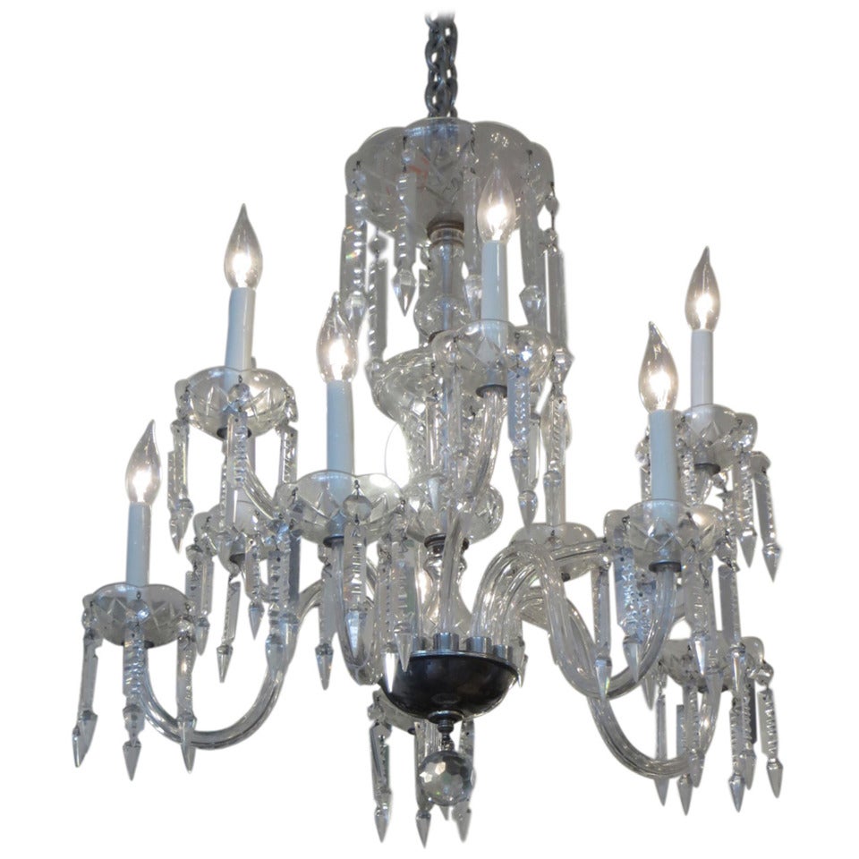 Two-Tier Etched Crystal Chandelier