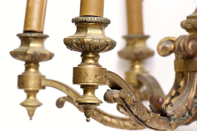 Mid-20th Century Original 1930s French Bronze Chandelier