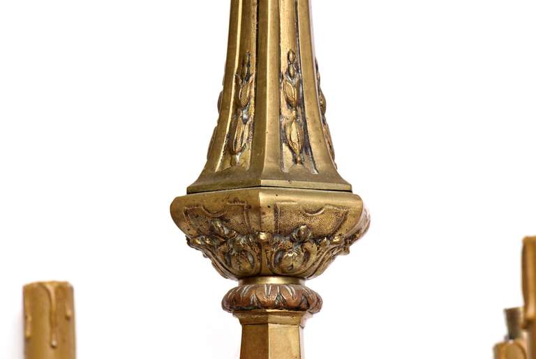 Original 1930s French Bronze Chandelier In Good Condition In New York, NY
