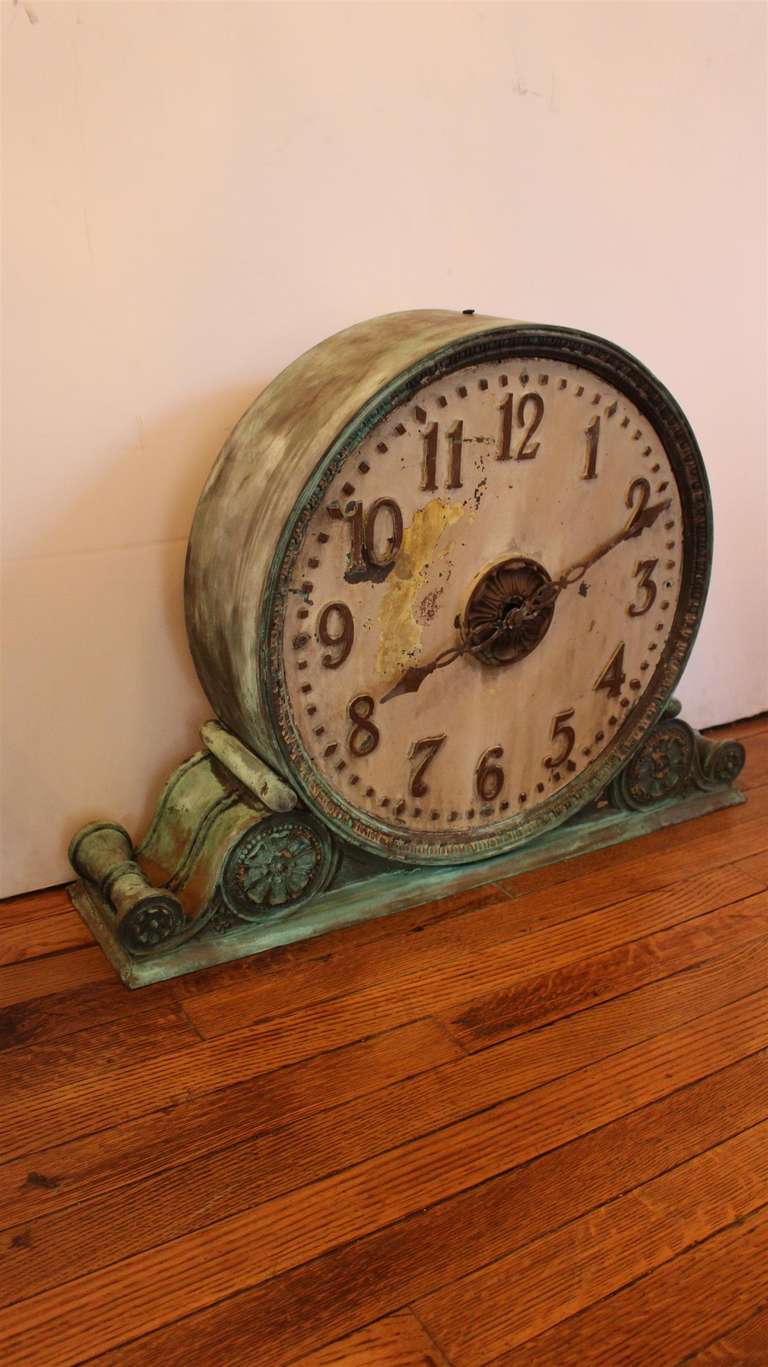 Other Bronze Bank Clock with Original Patina