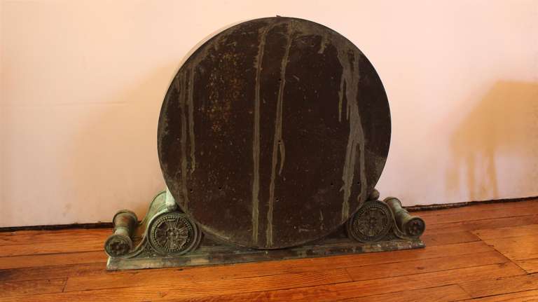 Bronze Bank Clock with Original Patina In Good Condition In New York, NY