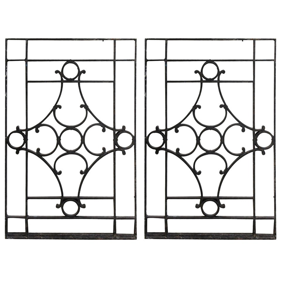 Pair of Iron French Balcony Grills