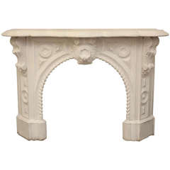 Heavily Carved Mid-1860s Statuary White Marble Mantel from Brooklyn
