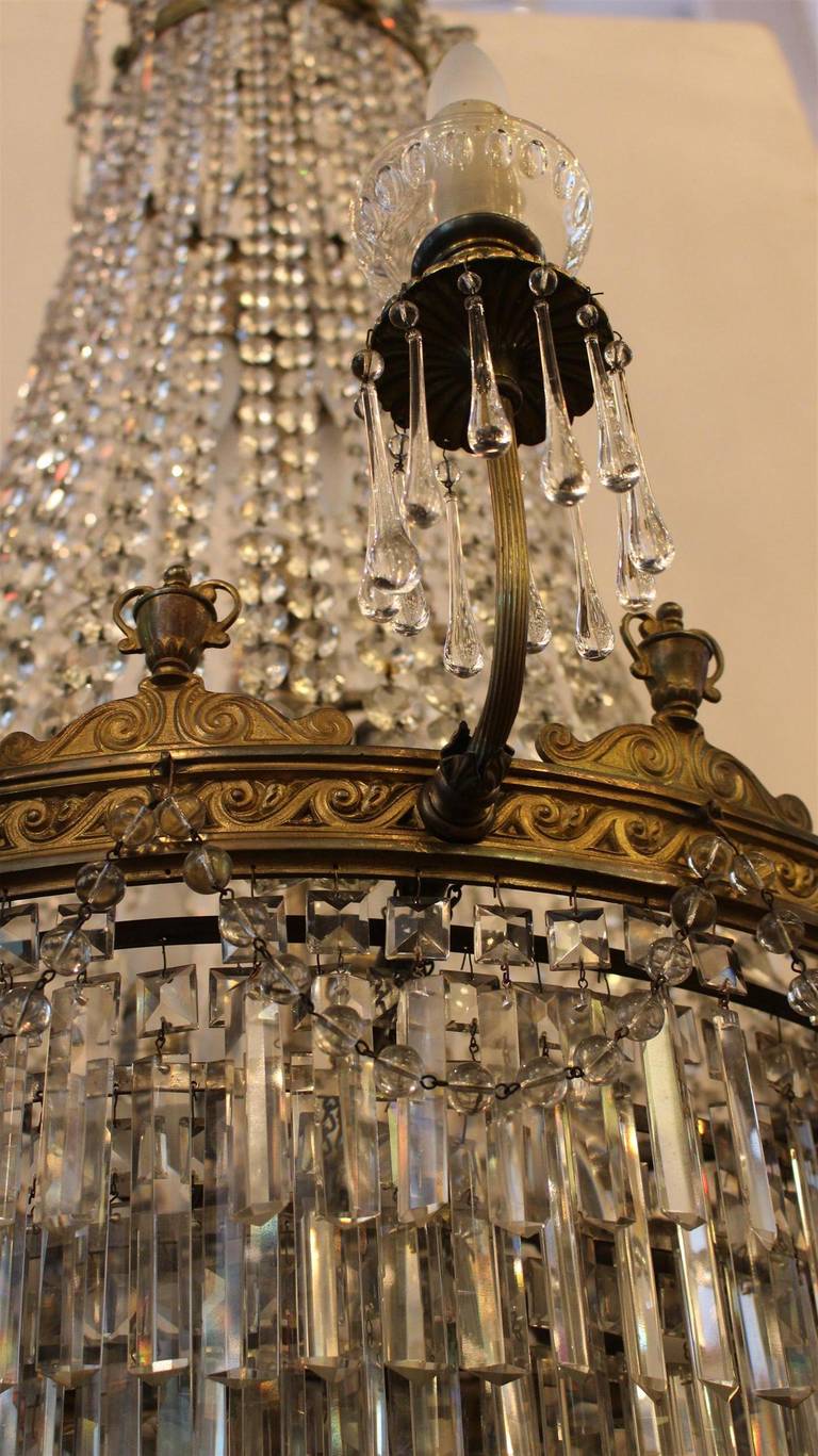1927 Large Louis XVI Style Crystal Chandelier with 12 Tiers; Original Crystals 1