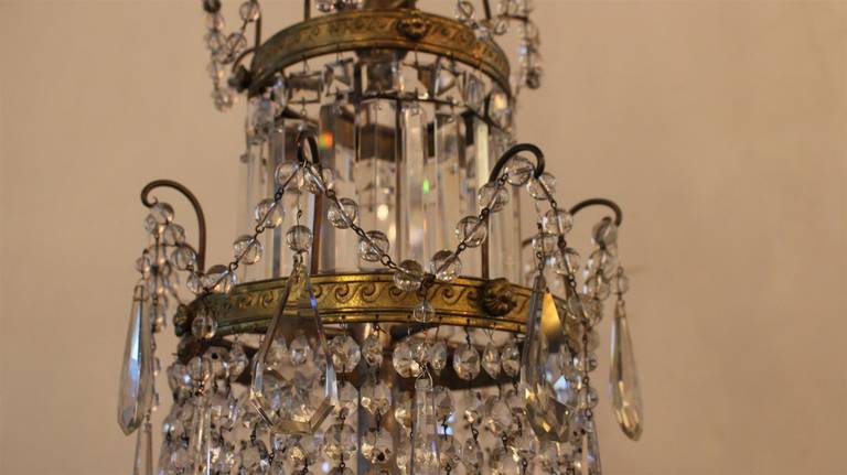 American 1927 Large Louis XVI Style Crystal Chandelier with 12 Tiers; Original Crystals