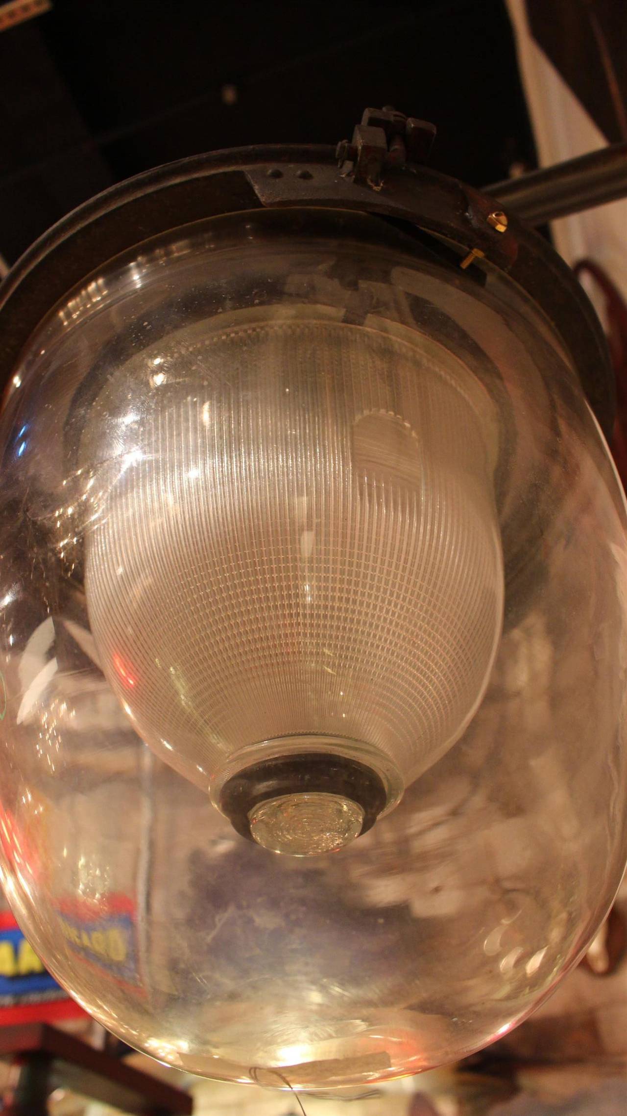 American 1929 Holophane Explosion Proof Industrial Power Plant Sconce with Glass Shade