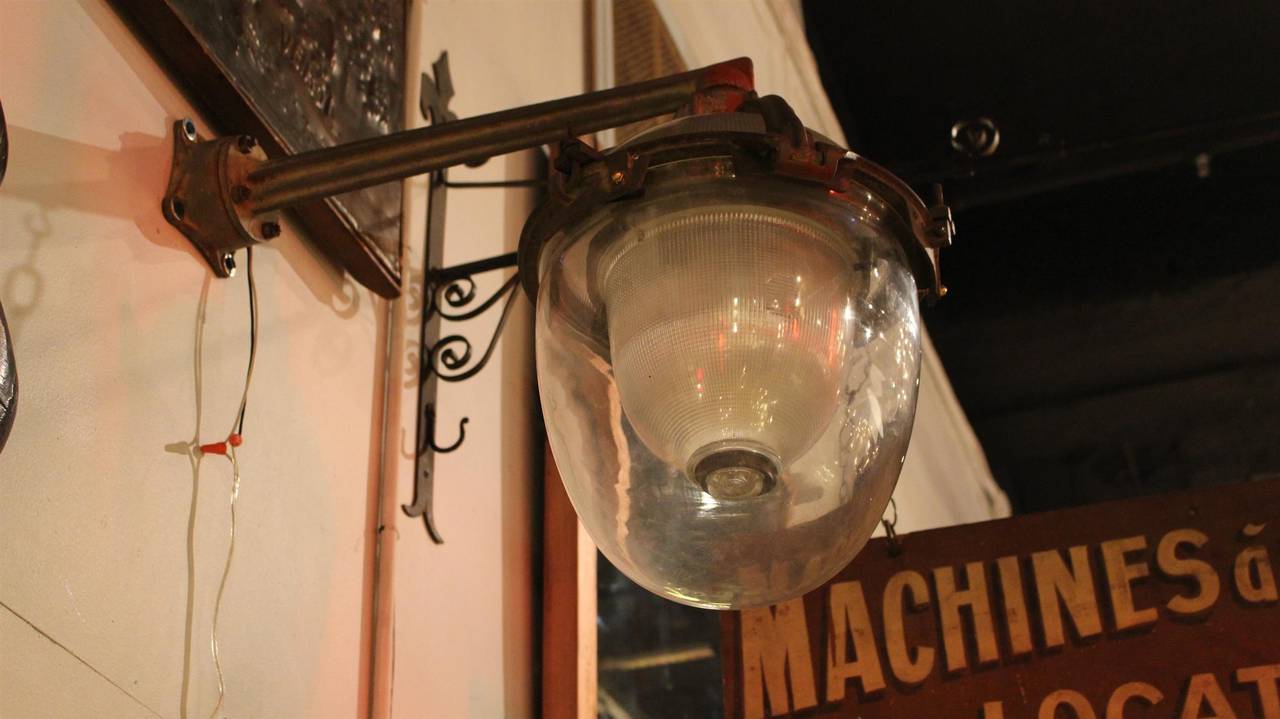 1929 Holophane Explosion Proof Industrial Power Plant Sconce with Glass Shade 1
