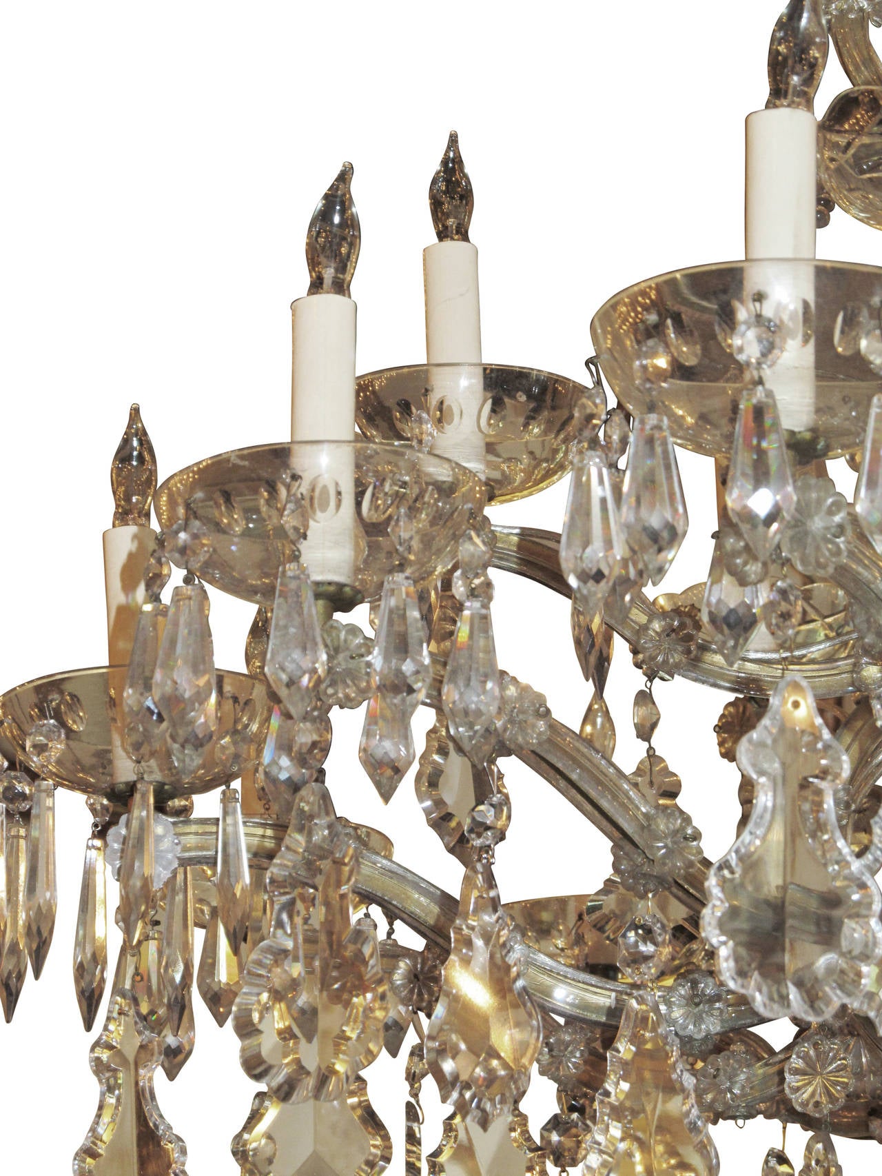 1920s Large-Scale Two-Tier Marie Therese Eighteen-Light Crystal Chandelier 5
