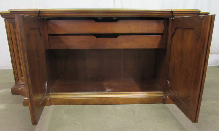 American Antique Wood Sideboard with Parquet Top