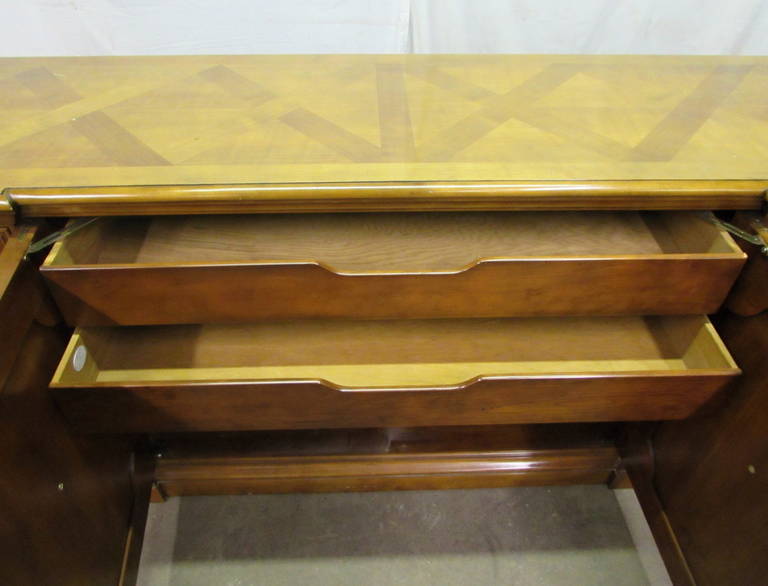 Antique Wood Sideboard with Parquet Top In Excellent Condition In New York, NY