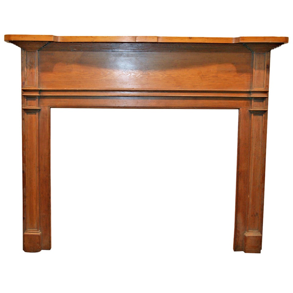 Antique Federal Style Wooden Pine Mantel