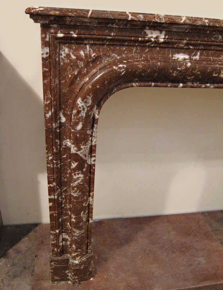 French Rouge Royale Marble Mantel In Excellent Condition In New York, NY