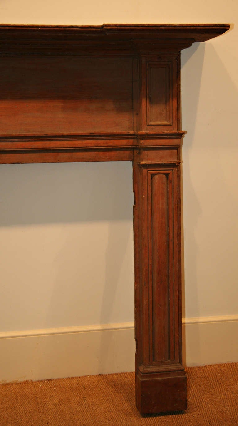 Extra Wide Antique Pine Federal Mantel In Excellent Condition In New York, NY