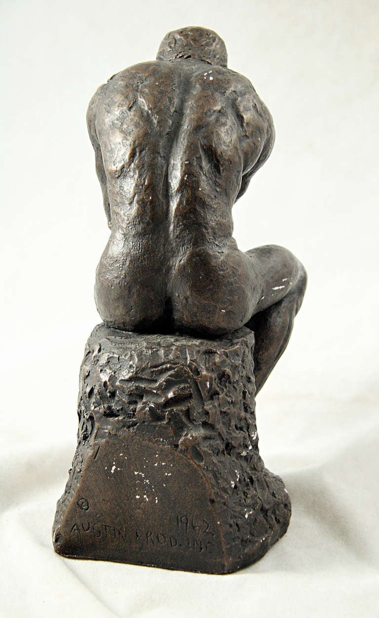 American 'The Thinker' Statue in Plaster with Bronze Enamel