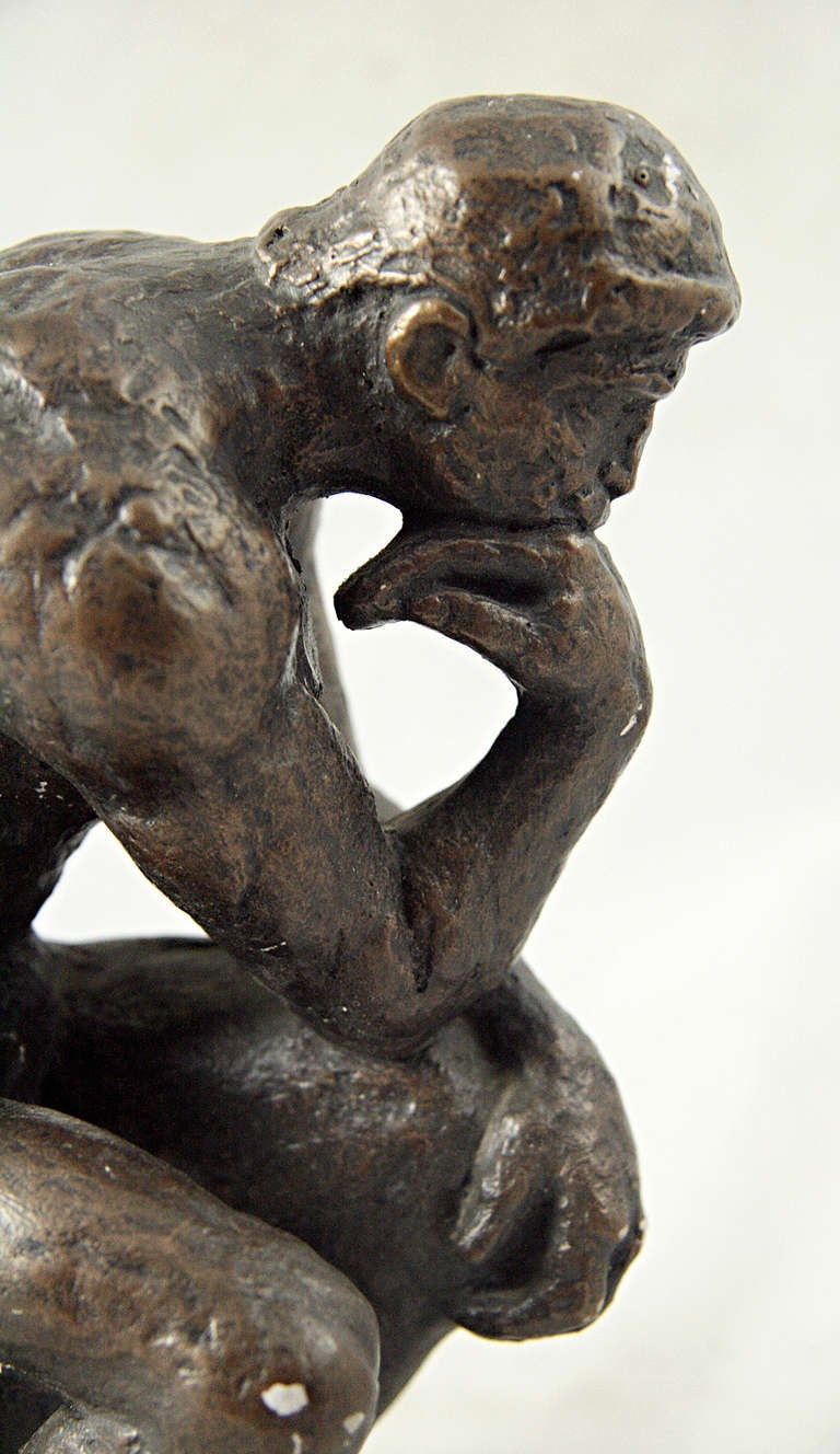 20th Century 'The Thinker' Statue in Plaster with Bronze Enamel