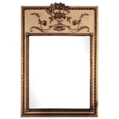 Vintage 1940s Louis XVI Style Gilded Carved Wood Mirror