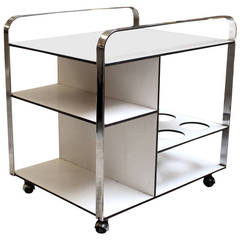 1960s Chrome and White Mid-Century Modern Bar Cart from France