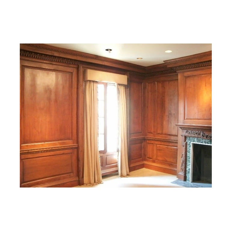 American Antique Knotty Pine Paneled Room with Marble Mantel from Manhattan