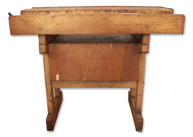 Mid-20th Century Industrial Carpenter's Adjustable Bench