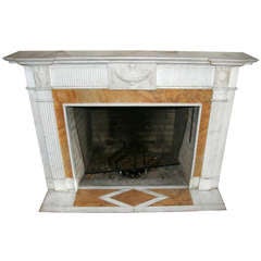 Georgian White and Sienna Marble Mantel with Carved Urns