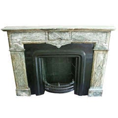 Antique Green and White Eastlake Marble Mantel, NYC