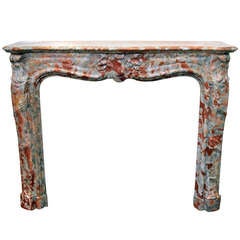 Antique Louis XV Style French Rosa Marble Mantel