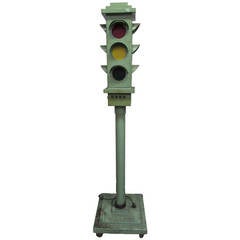 Vintage Green Standing Traffic Light from Pa. Grammar School