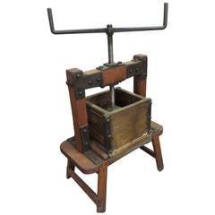 Antique Iron and Wooden Apple or Wine Press