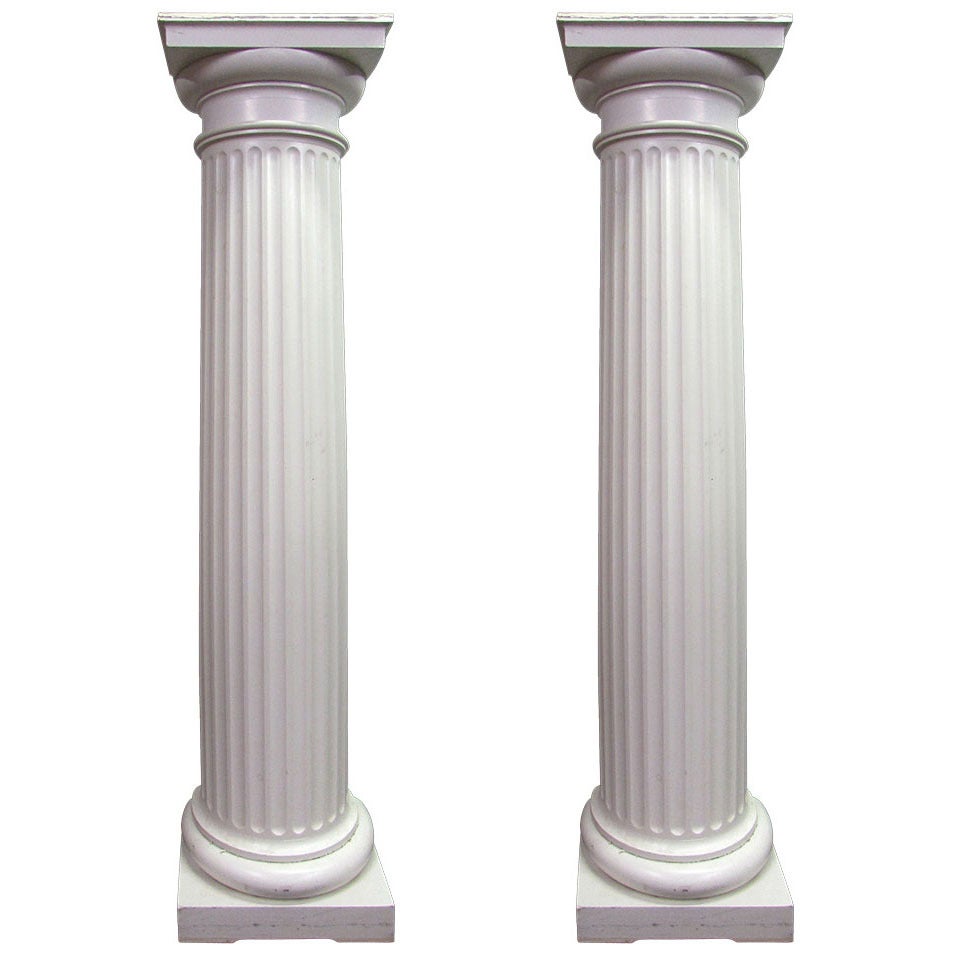 Pair of Large Fluted 3/4 Wood Columns