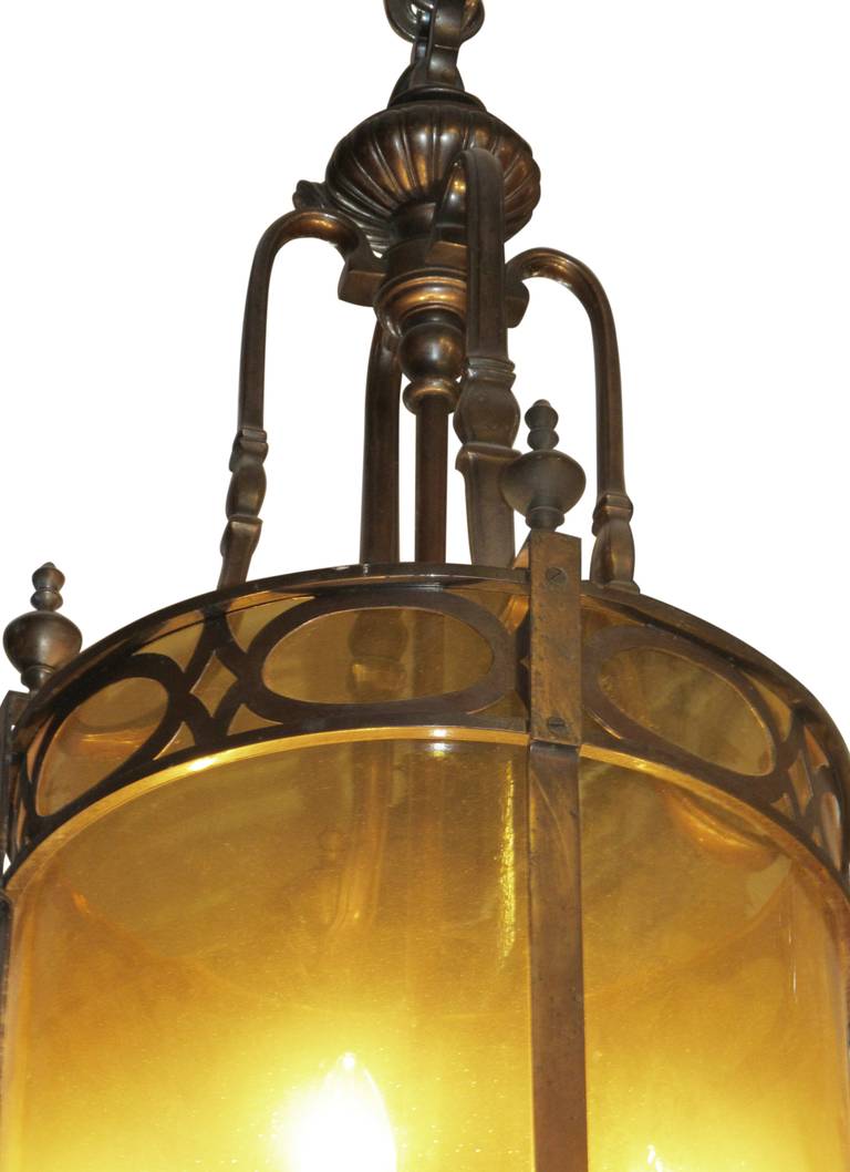 1940s Regency Style Lantern with Old Glass In Excellent Condition In New York, NY