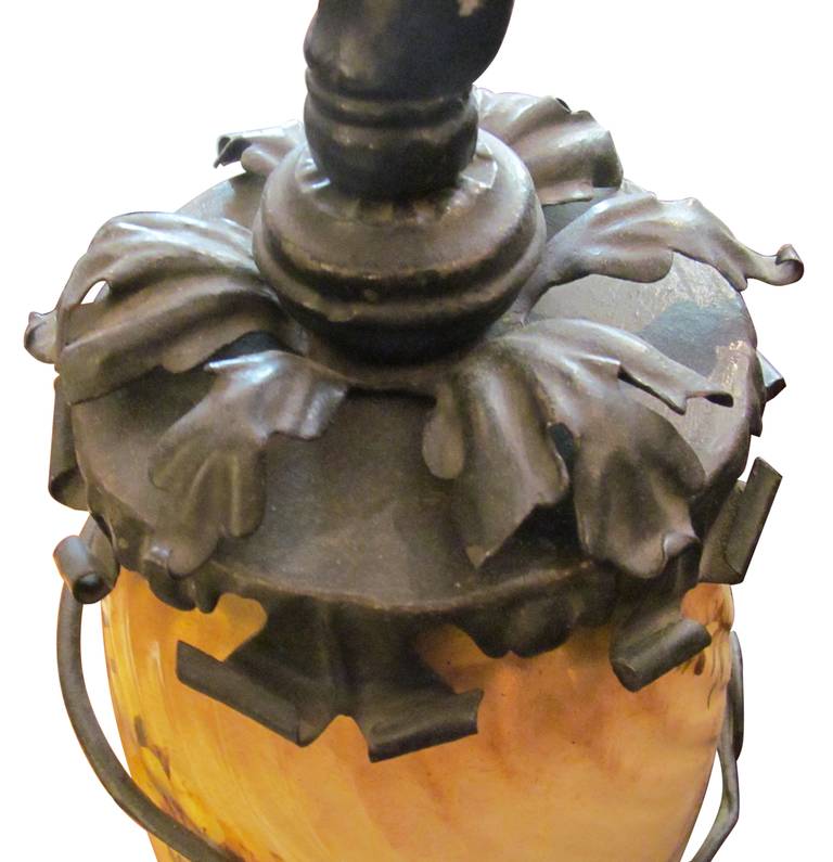 Victorian Kerosene Floor Lamp with Floral Design 1