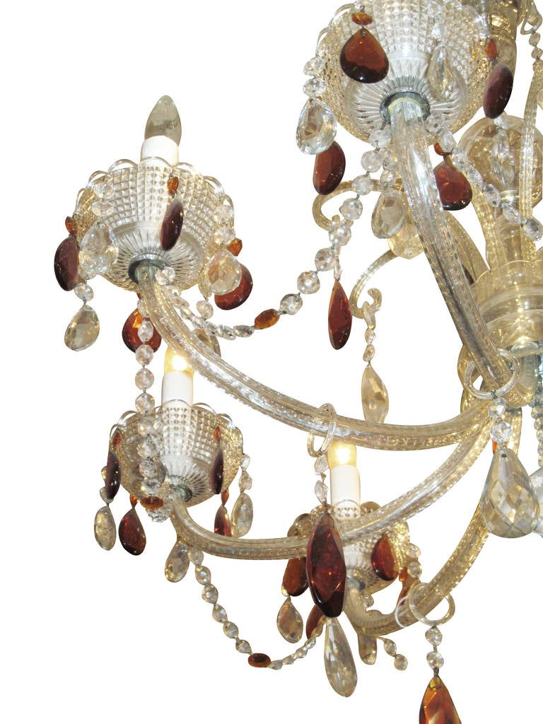 20th Century French Regency Eight-Light Crystal Chandelier