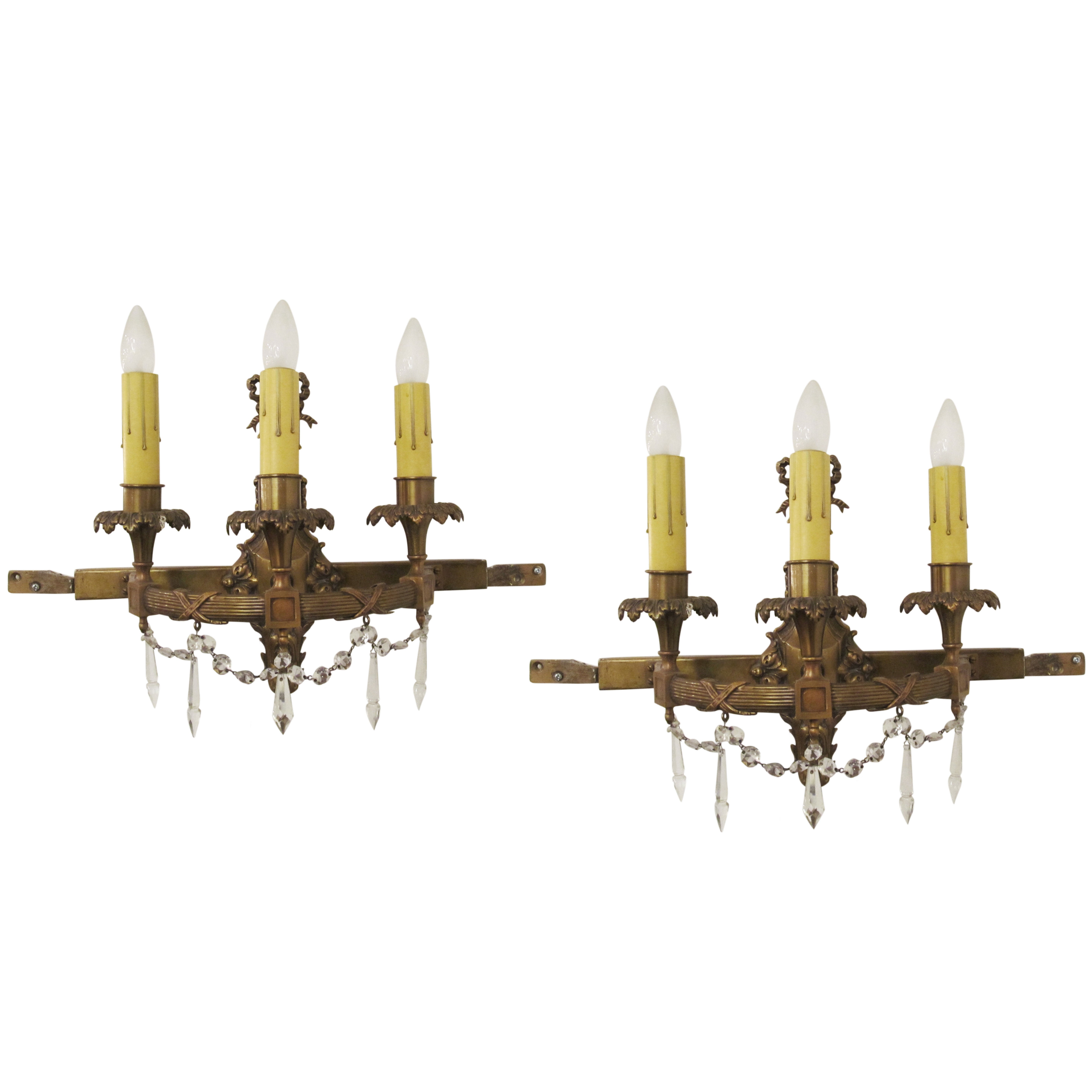 1920s Pair of Bradley and Hubbard Wall Sconces
