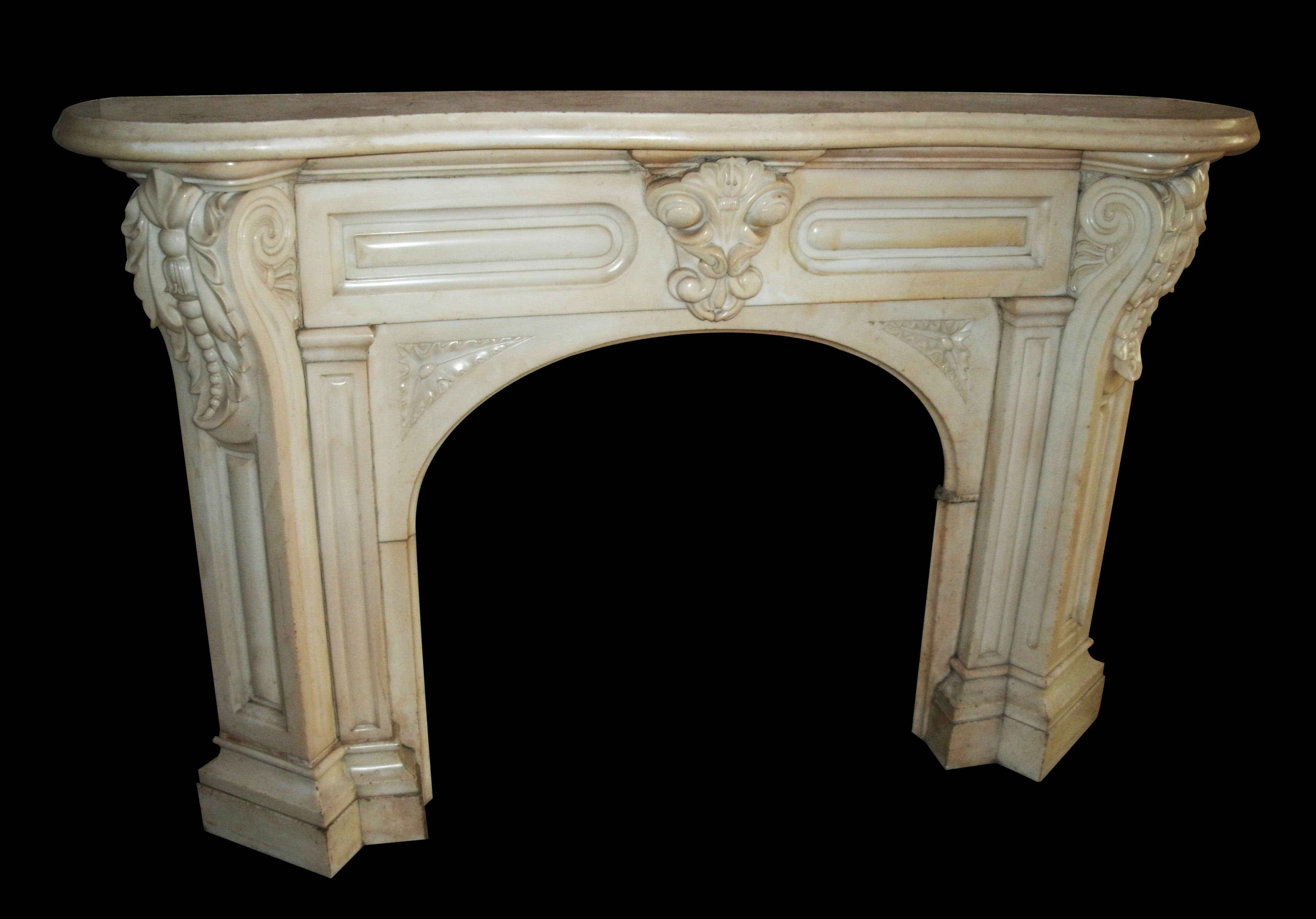 Carved White Victorian Corbel Arched Mantel from East 10th Street in Manhattan
