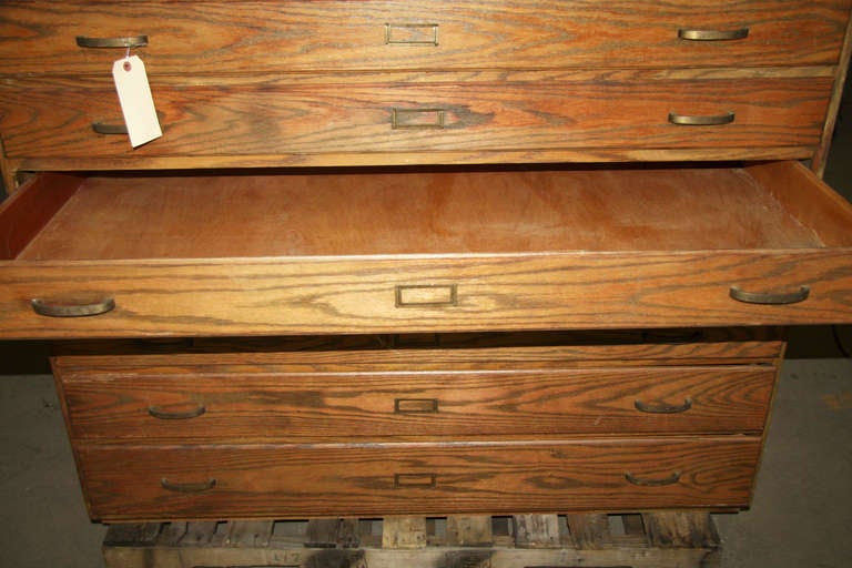 Antique American Chestnut Vestment or Map Cabinet 1