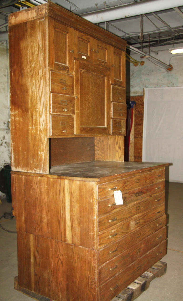 Antique American Chestnut Vestment or Map Cabinet 2