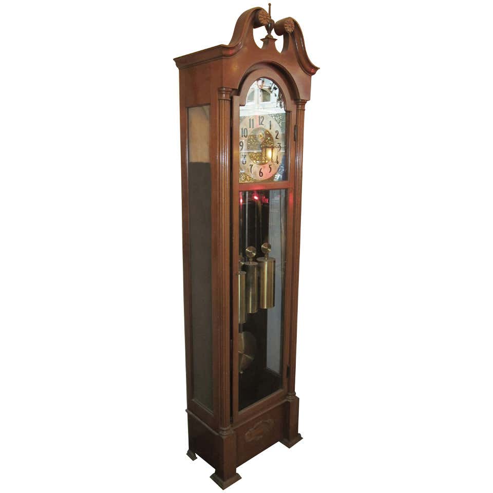 Tall Case Honduras Mahogany 9Tube Grandfather Clock Colonial