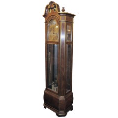 1930s-1940s Herschede Tall Case Clock with Nine Nickel-Plated Brass Bell Tubes