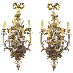 Pair of French Style Ormolu Sconces