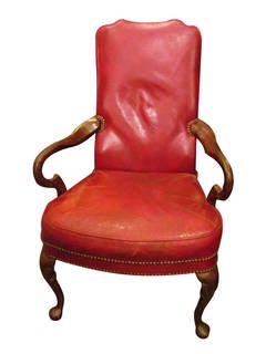 Studded Red Leather Chair