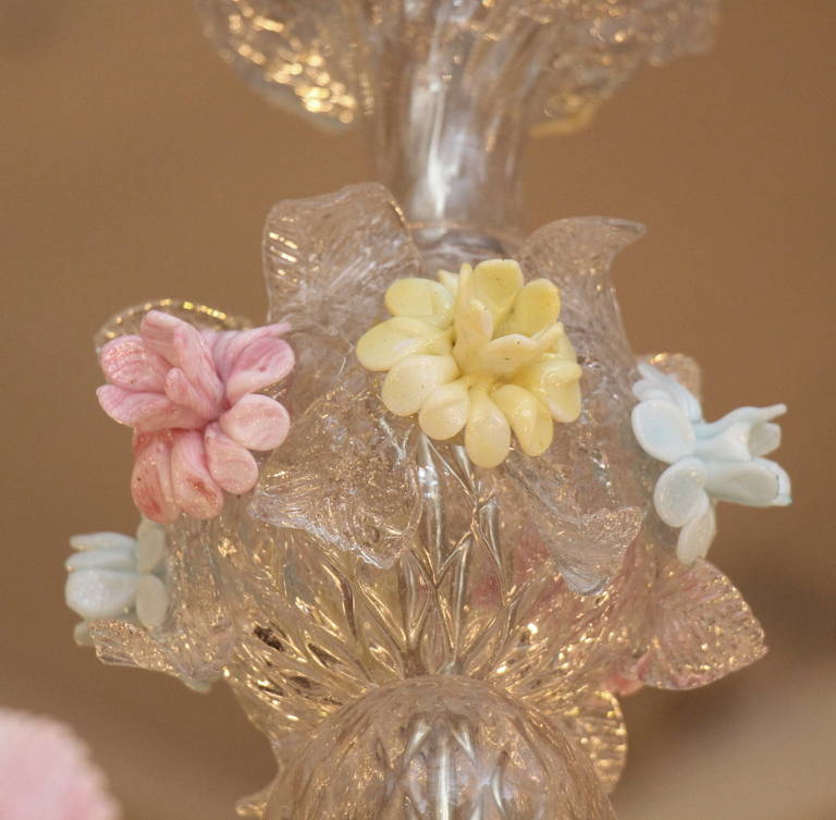 Murano Pastel Colored Handblown Glass Floral Chandelier 1