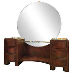 Art Deco Vanity with Round Mirror