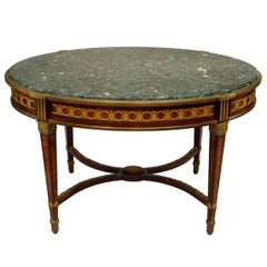French Louis XVI Style Marble Top Center Table