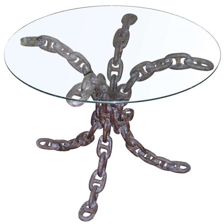 Unique Wrought Iron Nautical Chain Link Table For Sale at 1stdibs