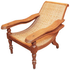 Chaise de plantation en teck de style colonial britannique