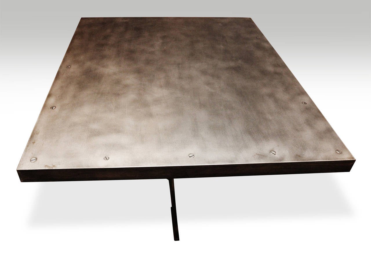 Hot Rolled Steel Top Table with Welded Steel Tripod Pedestal In Excellent Condition In New York, NY