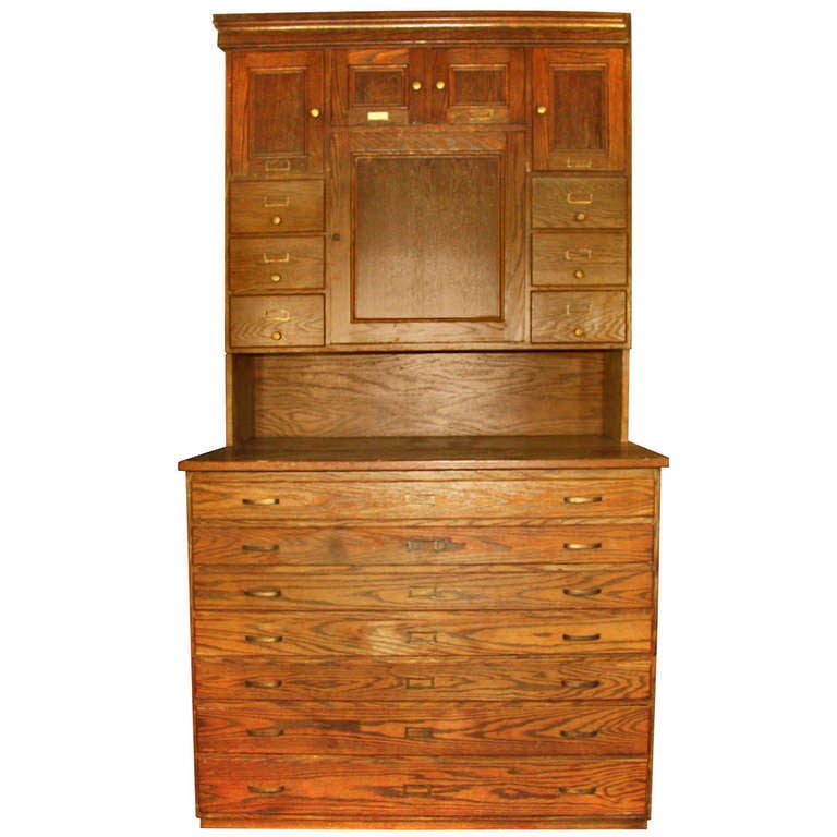 Antique American Chestnut Vestment or Map Cabinet at 1stdibs